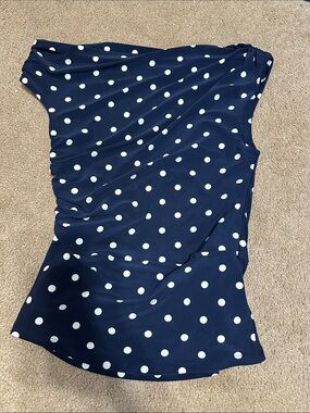 Babaton Navy Top with White Polka Dots